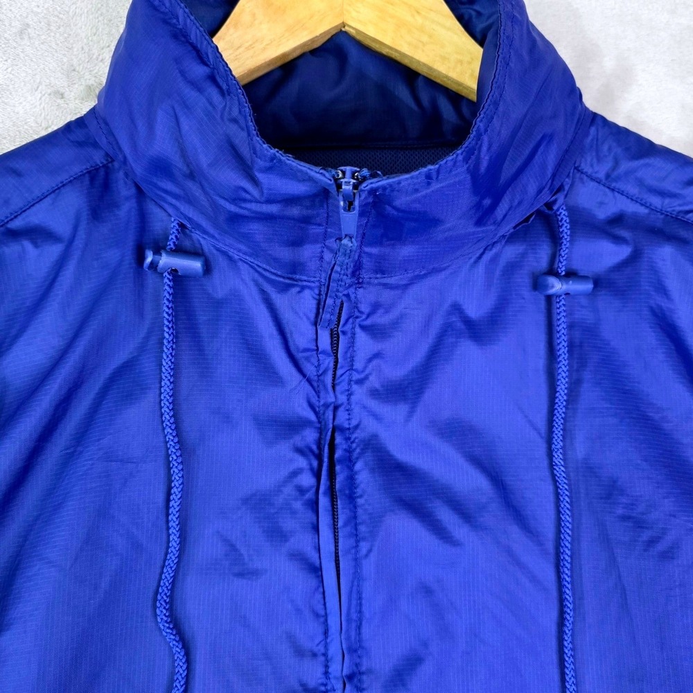 JAK PAC Mens Size‎ M Packable Windbreaker Blue Full Zip Hood Stows In Collar - Picture 8 of 11